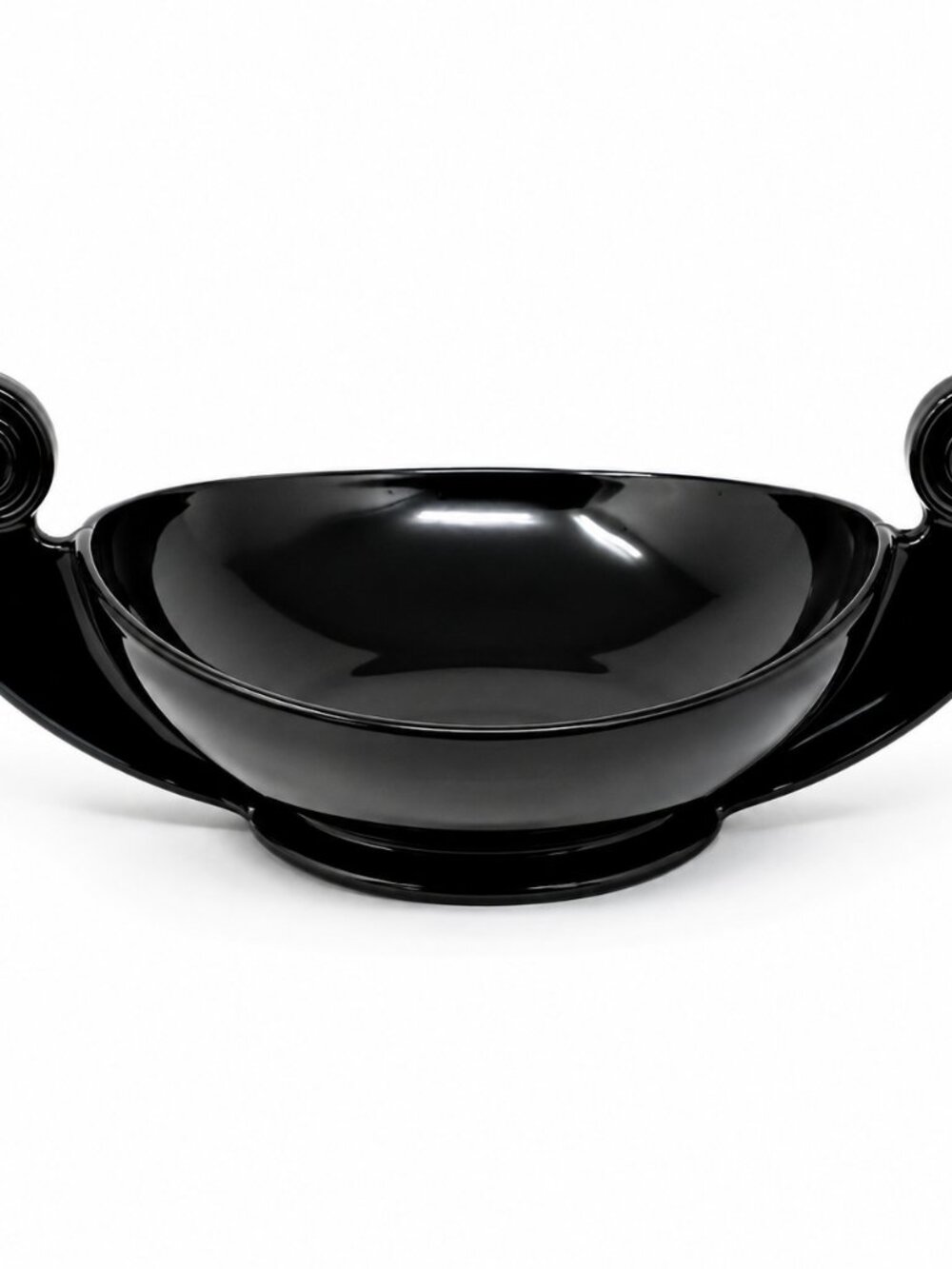 Elegant Black Fostoria Decorative Bowl with Two Handles